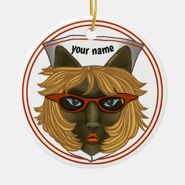 Cat Nurse  Ceramic Ornament (Front)