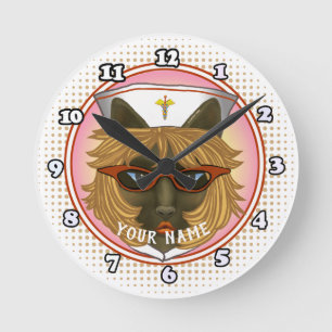 Cat Nurse Round Clock