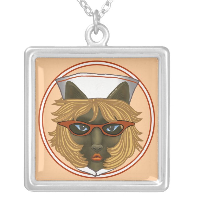 Cat nurse  silver plated necklace (Front)