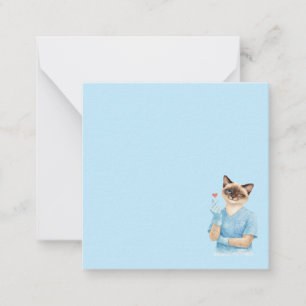 Cat Nurse with Mini Heart sending Love Note Card