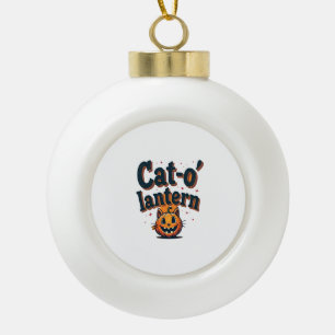 Cat-o'-lantern Ceramic Ball Christmas Ornament