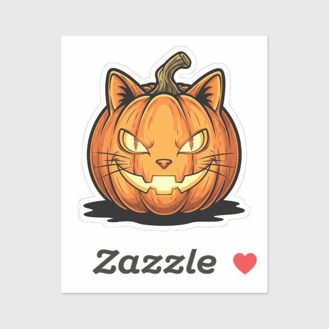 Cat O’Lantern – Glowing Cat Face Pumpkin Halloween Sticker (Sheet)
