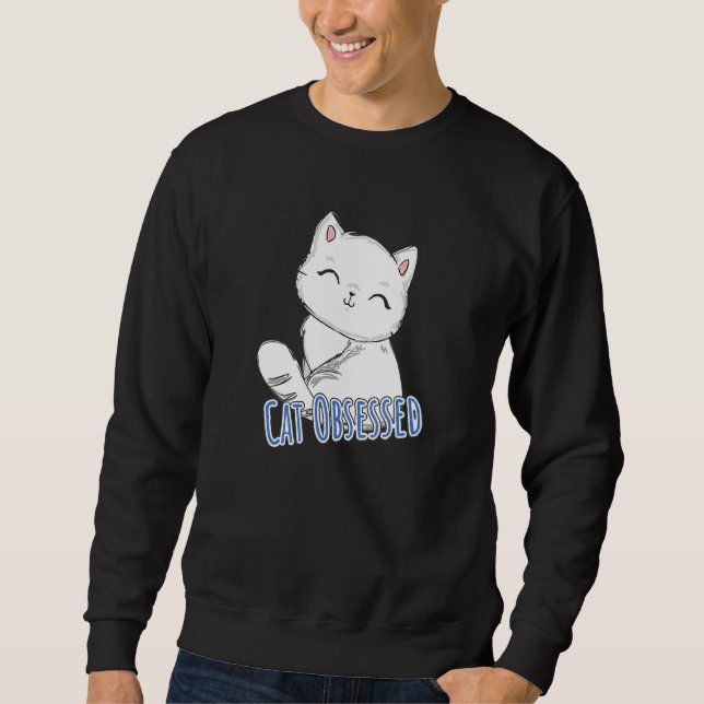 Cat Obsessed  Cute Heart Sweatshirt (Front)