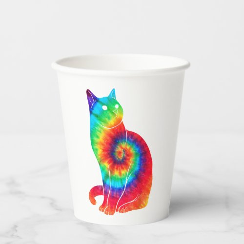 Cat Ocean Tie Dye Rainbow Hippie Paper Cups