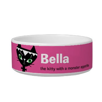 Cat Of Frankstein Personalized Cat Bowl - Pink by mazarakes at Zazzle