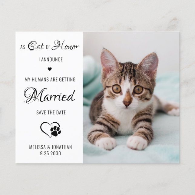 Cat Of Honor Pet Photo Cat Save The Date Cards (Front)
