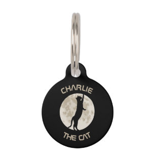 Cat Of The Moon Personalize name Pet ID Tag