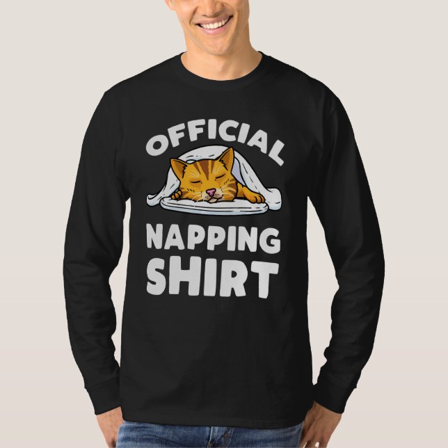 Cat Official Sleeping  Pajama Cat  Napping T-Shirt (Front)