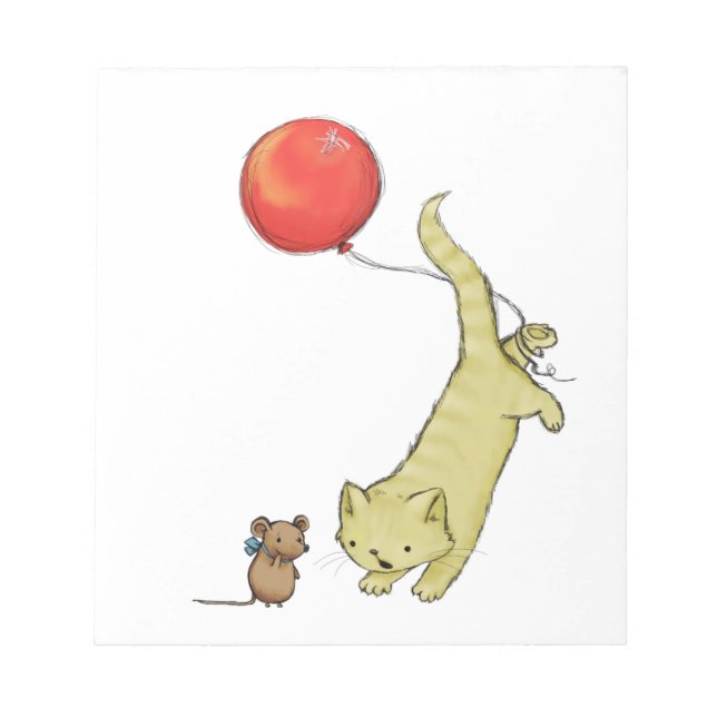 Cat on a balloon  notepad (Front)
