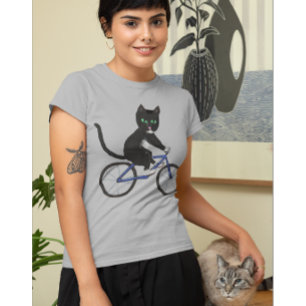 Cat on a bicycle cats on bikes tuxedo  T-Shirt