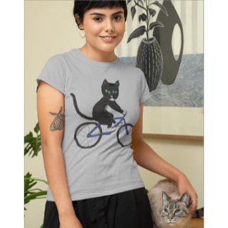 Cat on a bicycle cats on bikes tuxedo T-Shirt