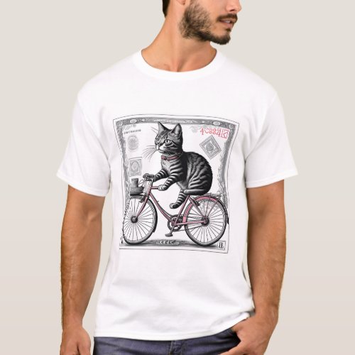 Cat on a bicycle  T_Shirt