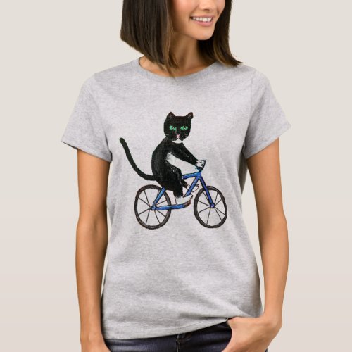 Cat on a bike tshirt for women cats on bikes