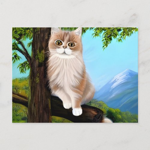 Cat on a branch Art Postcard