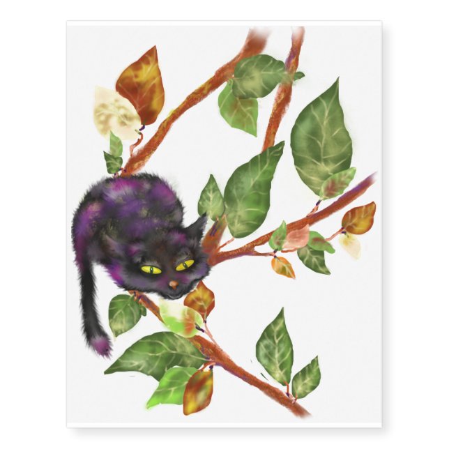Cat on a branch temporary tattoos (Front)