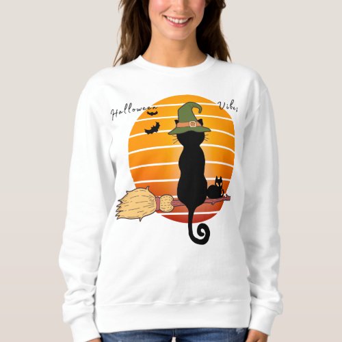 Cat on a broomstick sweatshirt