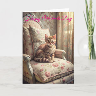 Cat on a chair (Shabby Chic) Mother's Day Holiday Card