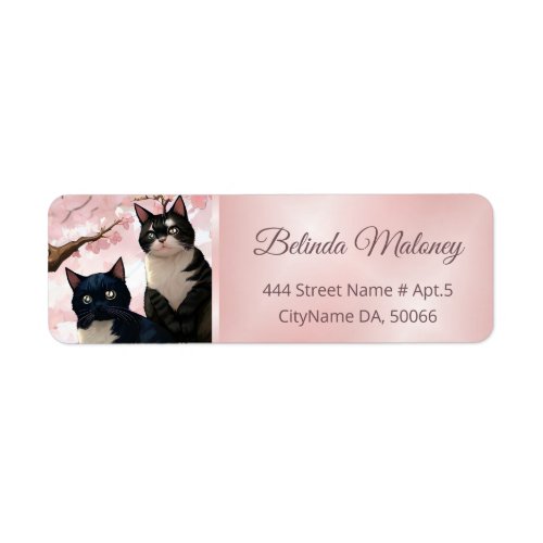 Cat On A Cherry Blossom Tree  Back_To_School Label