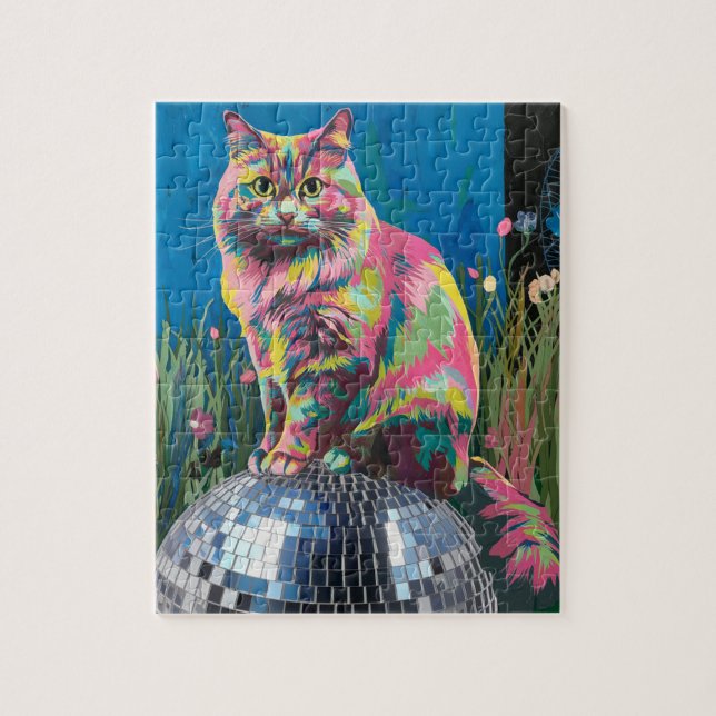 cat on a disco ball jigsaw puzzle (Vertical)