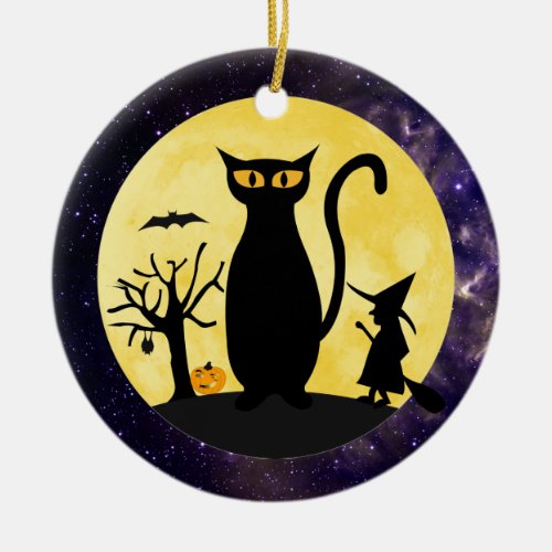 Cat on a Halloween Moon Ornament