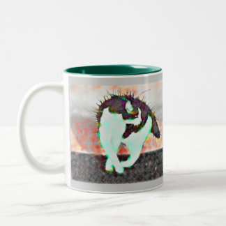 Cat on a hot tin roof by eLiN Two-Tone Coffee Mug