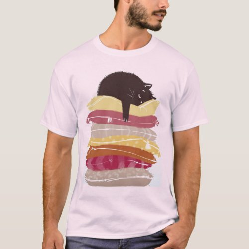 Cat on A Pile of Pillows T_Shirt