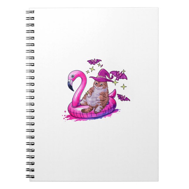 Cat On A Pool Funny Spooky Summer Summerween Hallo Notebook (Front)