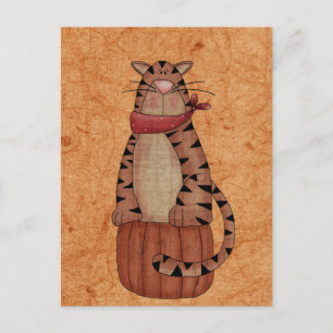 Cat on a Pumpkin Postcard