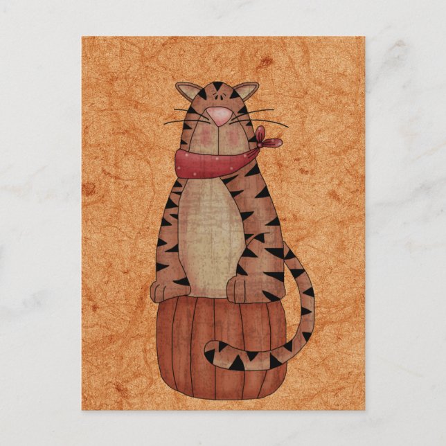 Cat on a Pumpkin Postcard (Front)