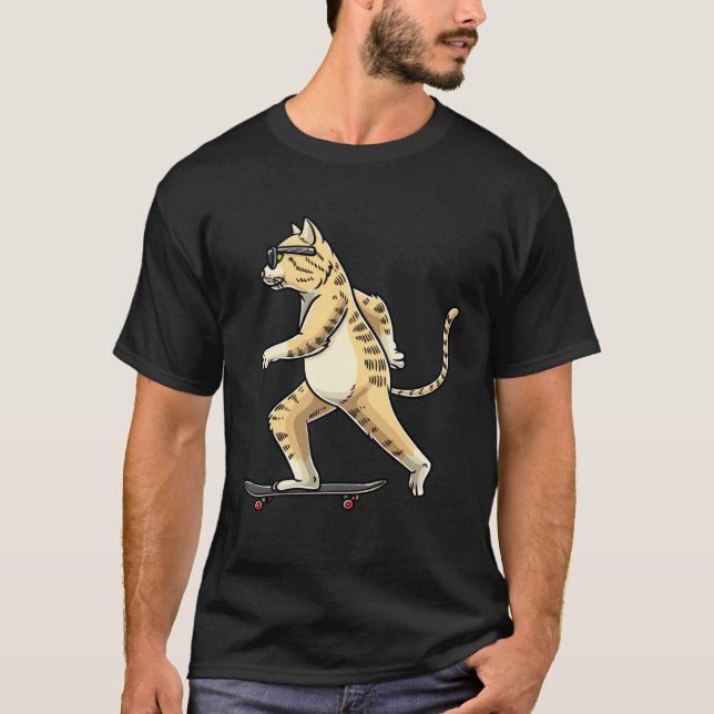 Cat On A Skateboard Skateboarding Skater Skateboar T-Shirt (Front)