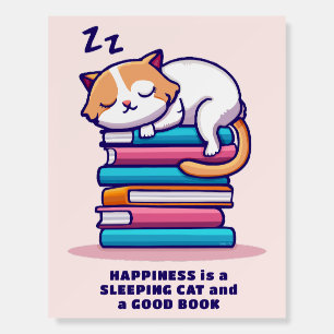 Cat on a Stack of Books Cute Personalized Literary Foam Board