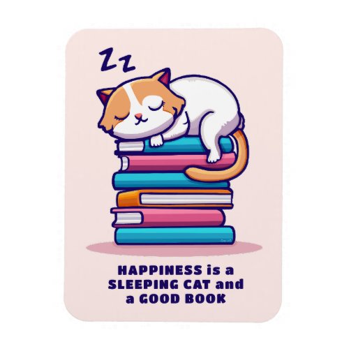 Cat on a Stack of Books Cute Personalized Literary Magnet