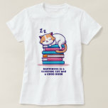 Cat on a Stack of Books Cute Personalized Literary T-Shirt