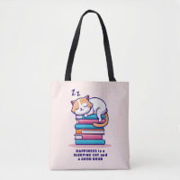 Cat on a Stack of Books Cute Personalized Literary