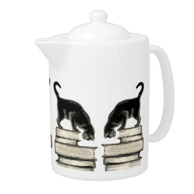 Cat on a Stack of Books Teapot (Right)