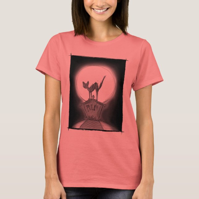 Cat On a Tombstone T-Shirt (Front)