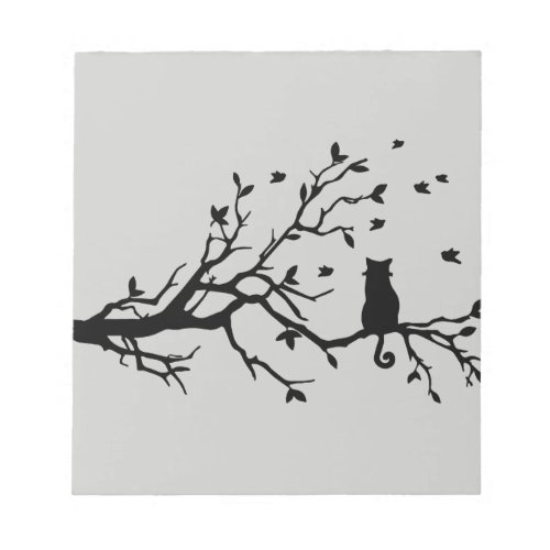 Cat on a tree _ Silhouette Notepad