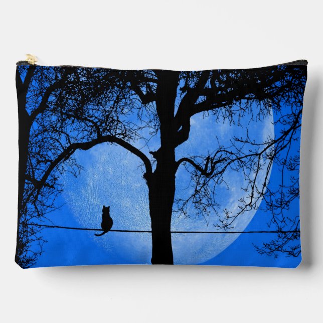 Cat on a Wire Blue Moon Accessory Pouch (Front)