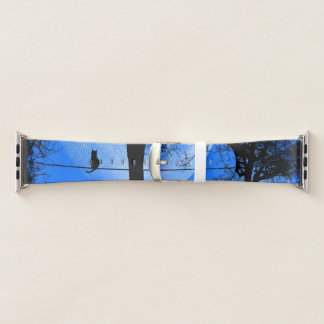 Cat on a Wire Blue Moon Apple Watch Band