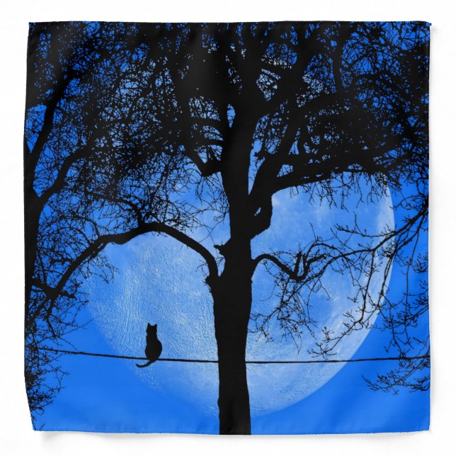 Cat on a Wire Blue Moon Bandana (Front)