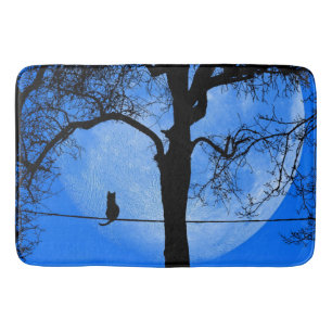 Cat on a Wire Blue Moon Bath Mat