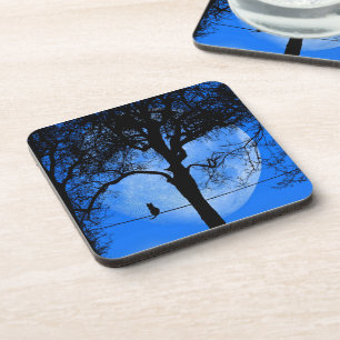 Cat on a Wire Blue Moon Beverage Coaster