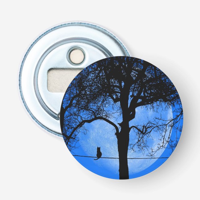 Cat on a Wire Blue Moon Bottle Opener (Front)
