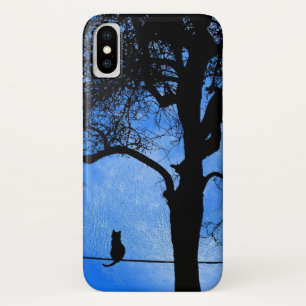 Cat on a Wire Blue Moon iPhone X Case