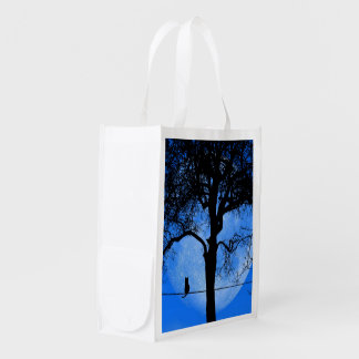 Cat on a Wire Blue Moon Grocery Bag