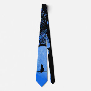 Cat on a Wire Blue Moon Neck Tie