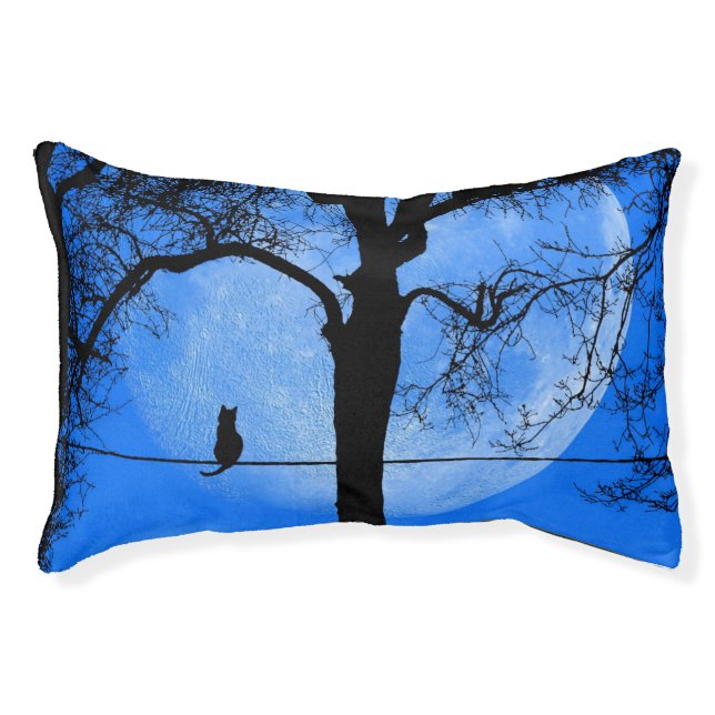 Cat on a Wire Blue Moon Pet Bed (Front)