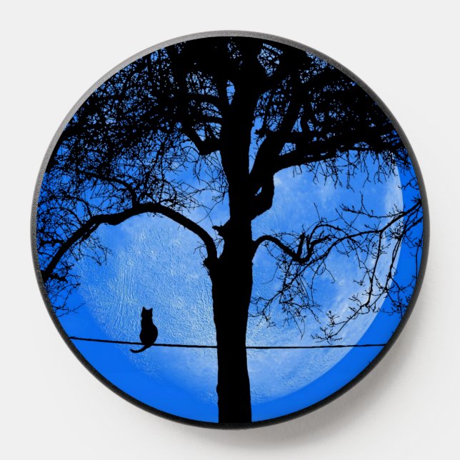 Cat on a Wire Blue Moon PopSocket (Popsocket)