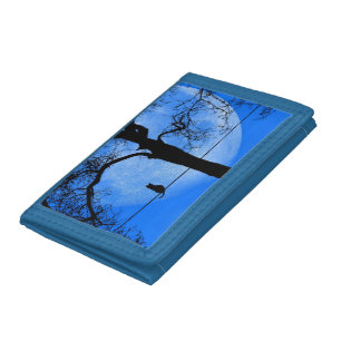 Cat on a Wire Blue Moon Trifold Wallet