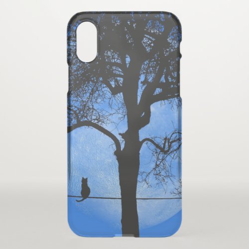 Cat on a Wire Blue Moon iPhone X Case